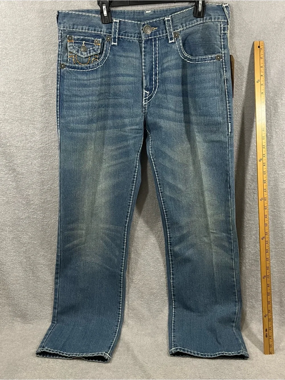 True Religion Men's 36 Ricky Relaxed Straight Super T Jeans Flap Pockets NWT